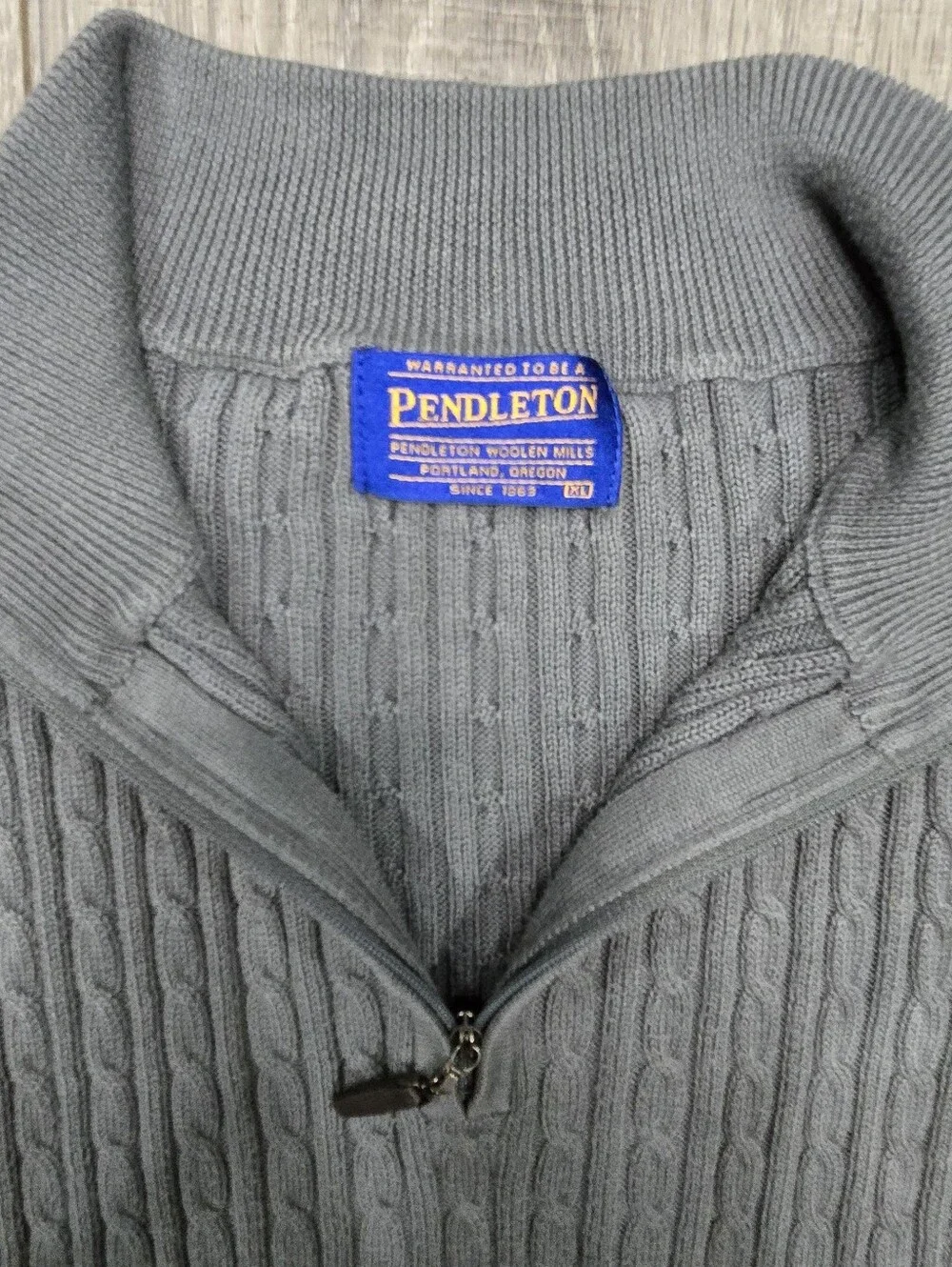Pendleton Men's Gray Cable-Knit Half-Zip Sweater #503 - Picture 4 of 7